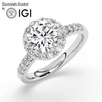 IGI F/VS1 2 CT Solitaire Lab-Created Diamond Engagement Ring 18K White Gold • £1878