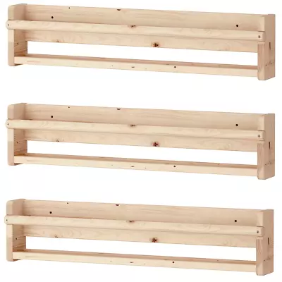 3x Wooden Books Rack Wall Mounted Shelves Book Case Toys Display Storage Shelf • £78.12