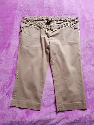 Moda Maternity Size 14 Adjustable Waist Cropped Chinos Trousers - Brown • £7.50