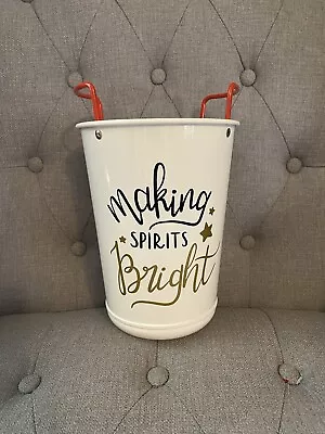 IKEA White Enamel Metal Wine Cooler Champagne Bucket Christmas Vinyl • $10