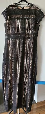 Ladies Truly You Dress Black Lace Long Maxi Nude Liner Size 22 BNWT Plus Size • $25