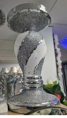 £79.99 • Buy Silver Venetian Mirrored Table Modern Flower Stand Bed Side Romany