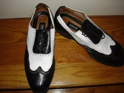 Vintage Mens ASHWORTH Golf Shoes ~ Sz 11 W ~ Black & White Wing Tip ~metal Spike • $24.95