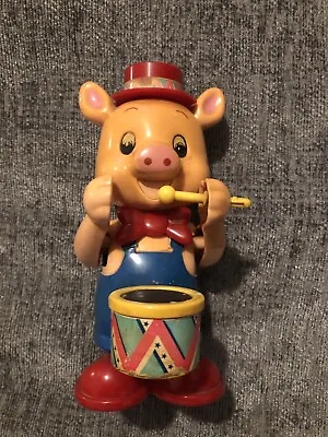 FAULTY Vintage Mechanical Clockwork Wind-up Drummer Drumming Pig Toy L@@K • $6.08