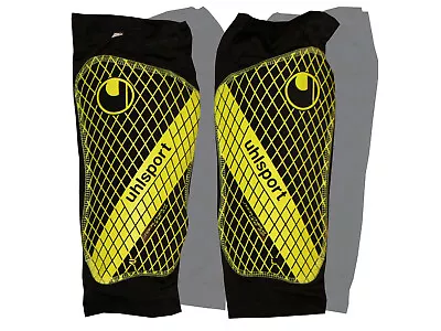 Uhlsport Shin Protector With Compression Sock Yellow Sockshield Lite - GR.L • £19.21