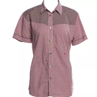Vintage Men's MOSCHINO Button Shirt Medium Cotton Checks Red Brown White Heart • $135