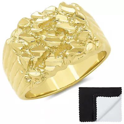 Men's 14k Yellow Gold Plated Chunky Nugget Ring Size 78910111213141516 • $42.99