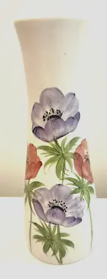HAND PAINTED - E RADFORD Vase - 23 Cm -No 1084 -Red & Mauve  Flowers -INITIALLED • £19.99