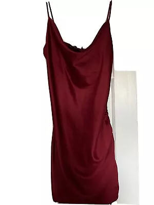 £12 • Buy Topshop Petite Red Cowl Neck Ruched Thigh Cami Dress…SIZE 8 