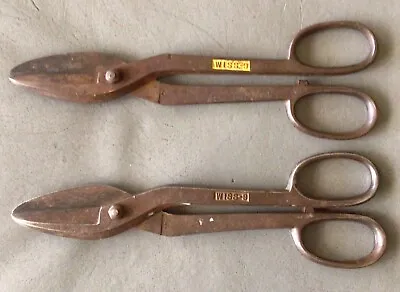 Vintage WISS STEEL TIN SNIPS ~ Matched Set ~ # 9 ~ 12 3/4” ~ 2 LBS. Each ~ USA • $24