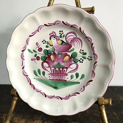 Vintage 60s FRENCH Saint Clement FAIENCE Rooster DINNER PLATE Hand Painted DISH • $40.50