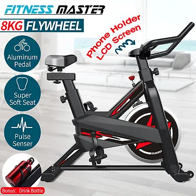 Exercise Spin Bike 8kg Flywheel LCD Fitness Workout Home Gym Commercial Holder • $165