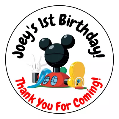 12 Mickey Mouse Clubhouse Birthday Party Stickers Favors Labels Tags 2.5  Custom • $4.99