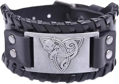 Viking Bracelet Celtic Fox - Freya Cat In Triquetra Trinity Knot - Pagan Jewelry • $4.99