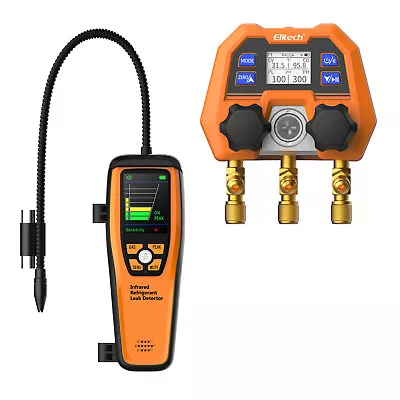 Elitech Manifold Gauge DMG-4B+ILD-200 Refrigerant Leak Detector Freon Sniffer • $266.79