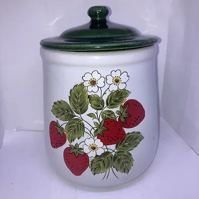 Vintage 9” Tall. McCoy Strawberry Canister. 1970’s • $22.09