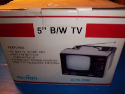 NEW Action 5  B/W TV Portable Television  ACN 3505 Original Box DR • $40