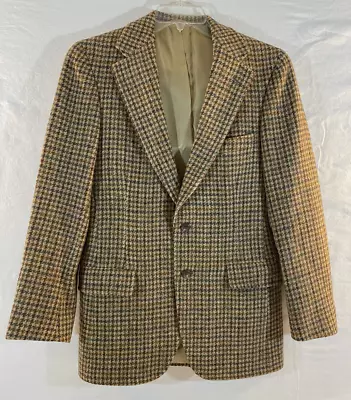 Men's Vintage Ralph Lauren Blazer Polo Houndstooth 100% Wool Beige Cream • $44.95