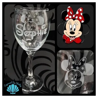 Personalised Disney Minnie Mouse Wine Glass Perfect Gift Any Name Engraved! • £25