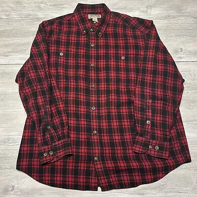 Duluth Trading Shirt Mens XL Black Red Plaid Flannel Long Sleeve Lumberjack • $11.70