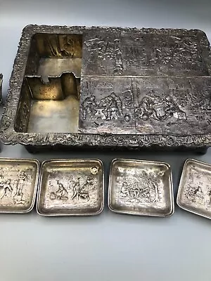 Fancy European Silver Smoking Tray/ Set  800 Fine Silver German • $2895