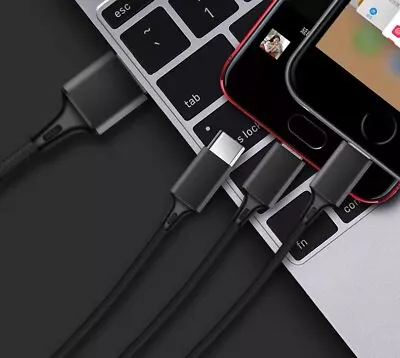 Universal 3 In 1 Multi USB Charger Charging Cable Lead For All Mobile Phones UK • £3.95