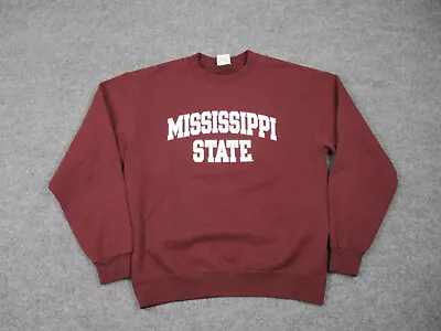 Mississippi State Bulldogs Sweatshirt Adult M Red Long Sleeve Pullover Crew Mens • $18.25