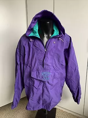 *VINTAGE* I.O.U. 90s Purple Anorak Pullover Windbreaker Jacket Men’s Large • $12.99