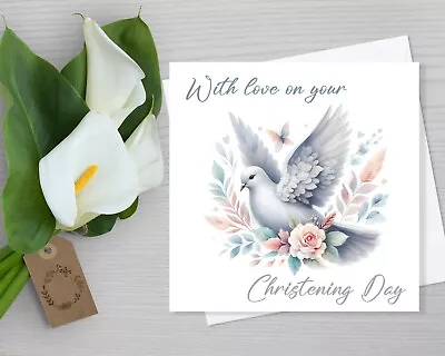 Handmade Christening Baptism Dove Day Card For Girl Boy Godson Child • £3.55