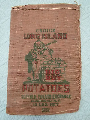 Vintage 1930's Long Island NY Suffolk Potato Exchange Riverhead Burlap Sack • $25