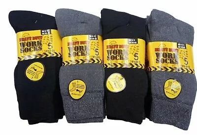 5 Pairs Mens Heavy Duty Work Socks Winter Warm Thick Builder Heel Toe 6-11 • £6.99