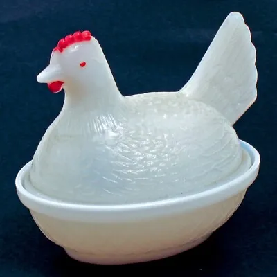 MILK GLASS Hen On Nest Candy Dish • $15