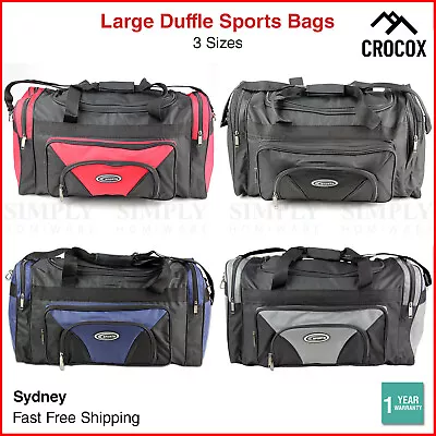 Sports Duffle Bag Canvas Duffel Gym Black Red Blue Grey Small Large Mens Travel • $37.99