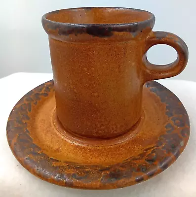 Nelson McCoy Mug Saucer Canyon Mesa 1412 Pottery Brown Stoneware Vintage USA • $12.99
