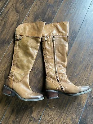 Women’s Vince Camuto Bollo Tall Over Knee Brown Leather Studded Riding Boots 6.5 • $24