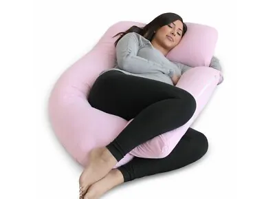 $32.95 • Buy Pharmedoc Pregnancy Pillow U Shape Full Body Pillow Maternity Support Pink NEW