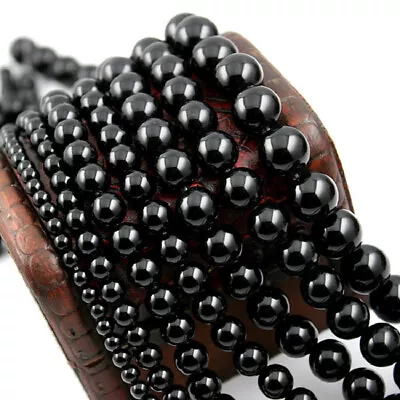 15  Strand Smooth Round Black Onyx Beads Natural Gem Stone Beads Loose Beads • $1.02