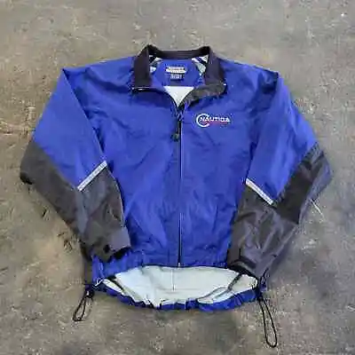 Vintage Nautica Competition Jacket Size M Blue Full Zip Rain Coat Sports Outdoor • $41.45