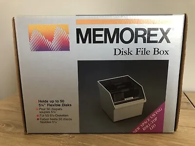 Vintage Memorex 5 1/4” Floppy Disk Holder File Storage Box Roll-Top Lid • $24.95