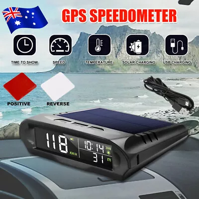 Universal Wireless Solar Panel Car HUD Head Up Display Digital GPS Speedometer • $40.95