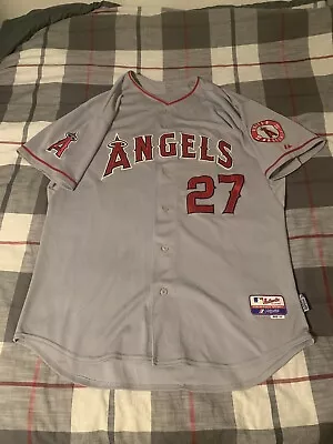 Majestic Los Angeles Angels Anaheim Mike Trout Road Gray Jersey Size 52 • $175