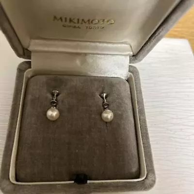 MIKIMOTO Akoya Pearl Earrings 6.5mm WGK18 W/Case • $379