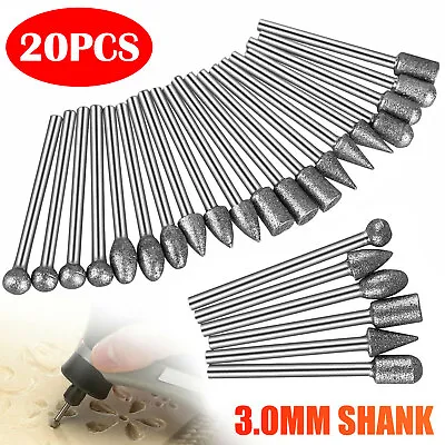 20pcs Diamond Burr Set Drill Bits Mini Drill For Dremel Rotary Tool Accessories • $9.48