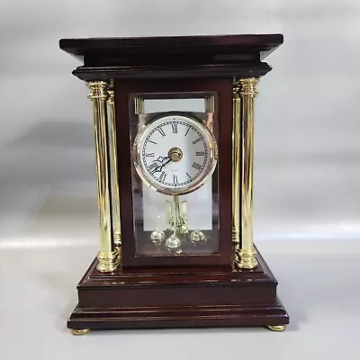 Vintage Bombay Mantle Clock Battery Quartz Anniversary 1980s Wood Shelf • $19.99