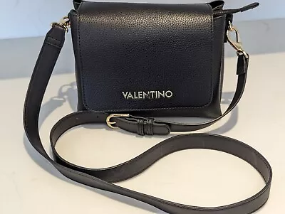 Mario Valentino Cross Body Bag Black Grained Leather In Good Condition  • £44.99