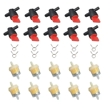 10 Kit 1/4  In Line Fuel Gas Filter Shut Cut Off Valve Clamp Lawnmower Parts • $11.29