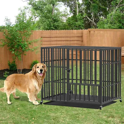 £149.91 • Buy Thicken Metal Tube Dog Cage Kennel Escape Proof Stackable With Locking Caster