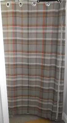 Dunelm Grey And Red Tartan Curtains With Eyelet 228cm X 183cm.  Fully Lined • £25