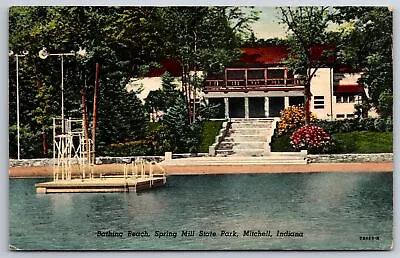 Mitchell Indiana~Bathing Beach @ Spring Mill State Park~PM 1952~Vintage Postcard • $3.70