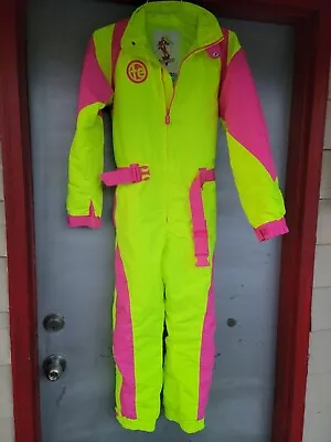 $100 • Buy Tipsy Elves Kids Retro Ski Suit Jumpsuit Youth Size Large Neon